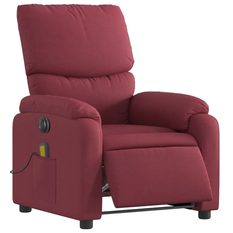 Fauteuil de relaxation TV fonction massage inclinable électrique en tissu rouge bordeaux DEC027254