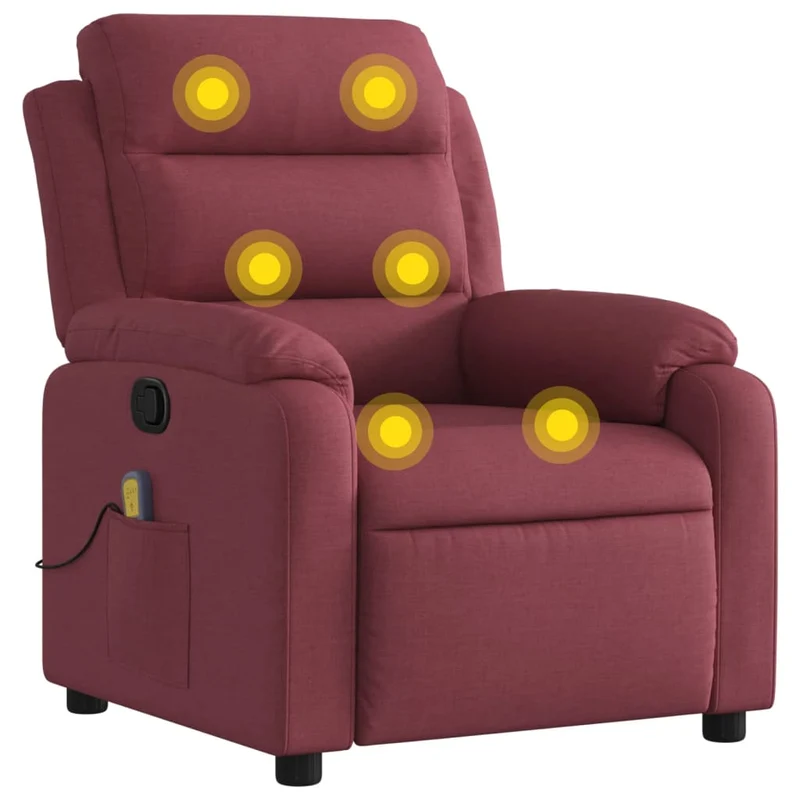 Fauteuil de relaxation TV fonction massage inclinable inclinaison manuelle en tissu rouge bordeaux DEC027097