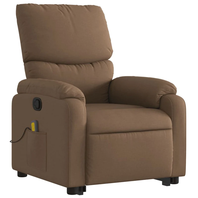 Fauteuil de relaxation TV fonction massage inclinable levage électrique en tissu marron DEC027022