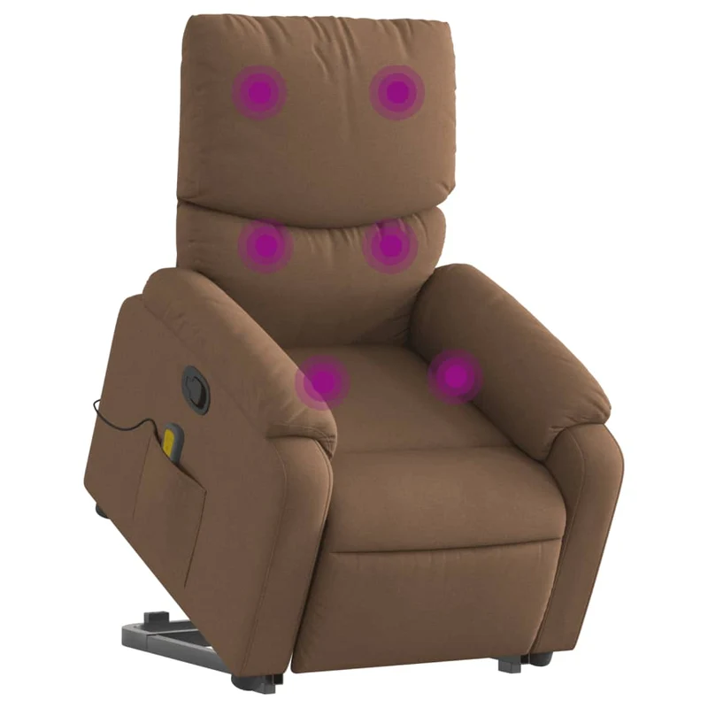 Fauteuil de relaxation TV fonction massage inclinable levage électrique en tissu marron DEC027022