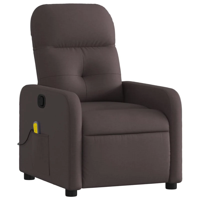 Fauteuil de relaxation TV fonction massage inclinable inclinaison manuelle en tissu marron foncé DEC026994