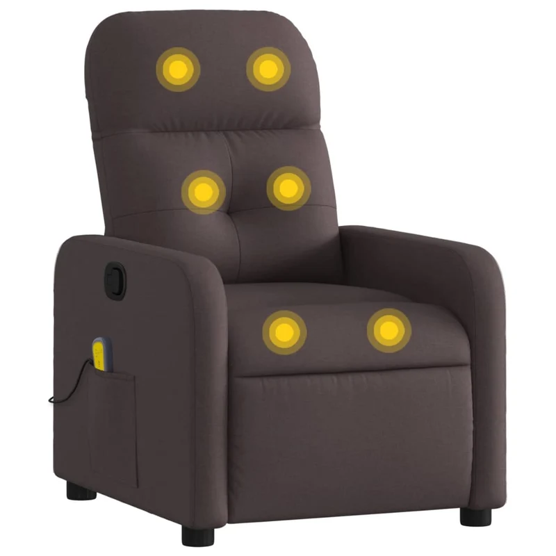 Fauteuil de relaxation TV fonction massage inclinable inclinaison manuelle en tissu marron foncé DEC026994