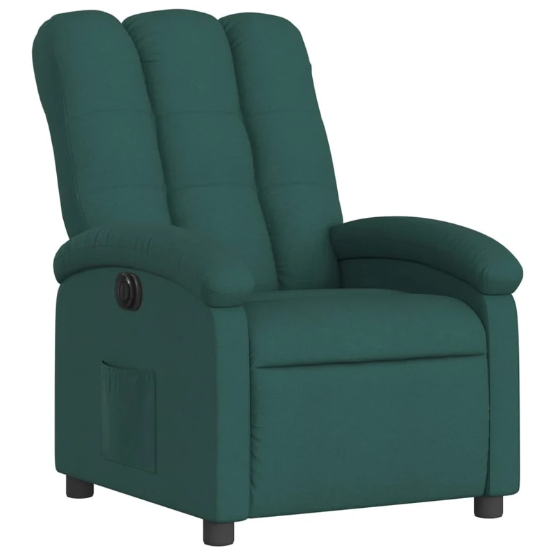 Fauteuil relax TV fonction d'inclinaison électrique très confortable en tissu vert foncé DEC028604