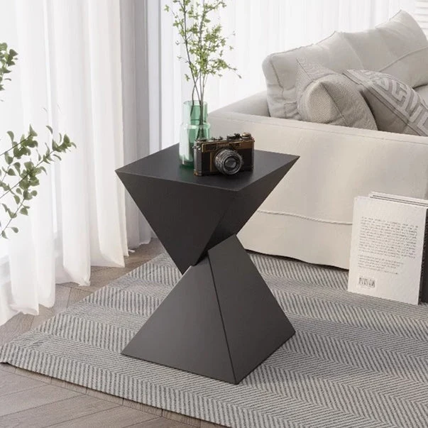 Modern Minimalist Square Funnel Carbon Steel End Table For Living Room