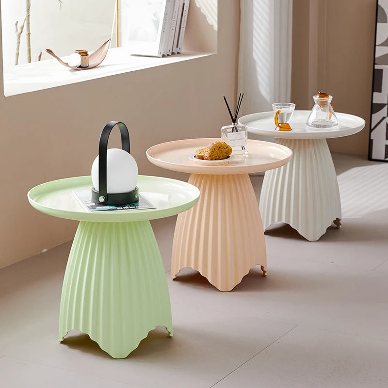 Contemporary Scandinavian Round Lace Base ABS End Table For Living Room