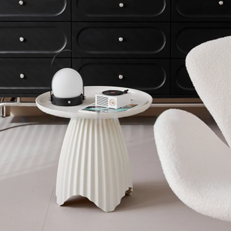 Contemporary Scandinavian Round Lace Base ABS End Table For Living Room