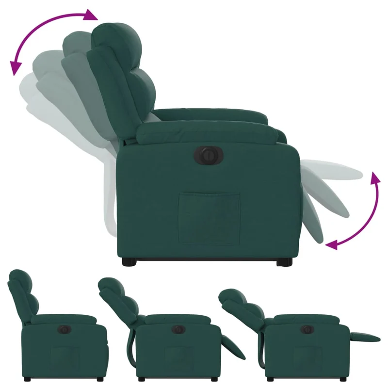Fauteuil relax TV fonction de levage électrique très confortable en tissu vert foncé DEC028601