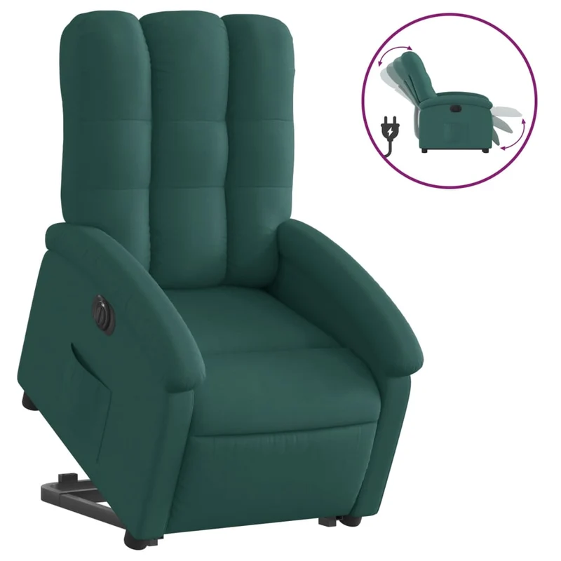 Fauteuil relax TV fonction de levage électrique très confortable en tissu vert foncé DEC028590