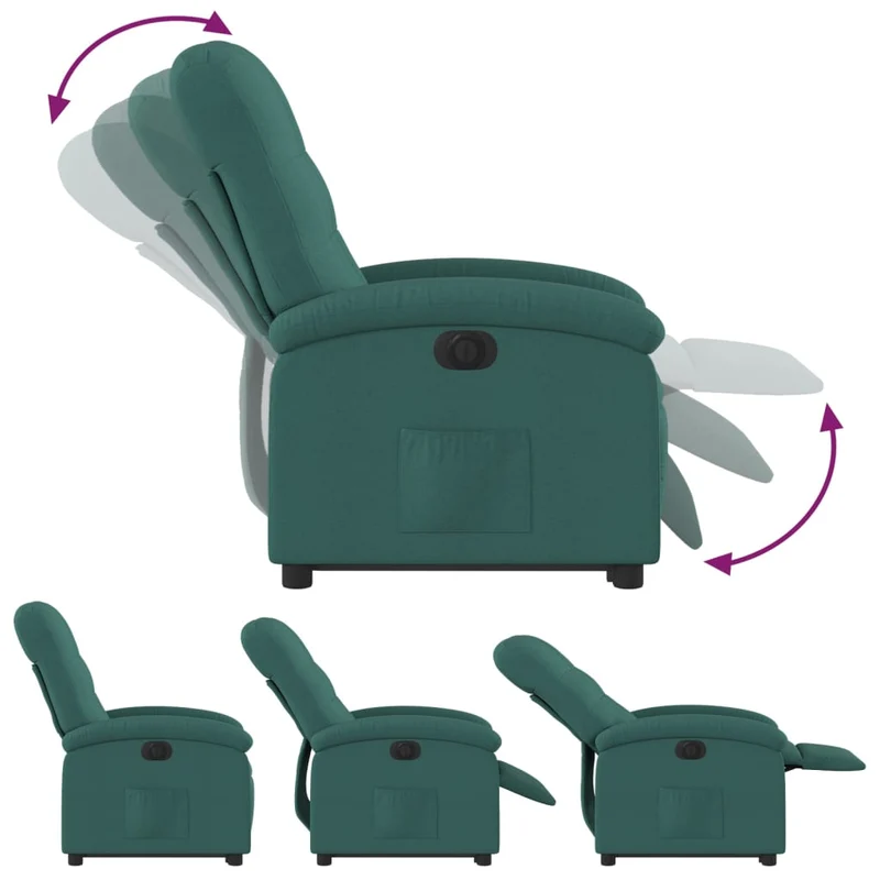 Fauteuil relax TV fonction de levage électrique très confortable en tissu vert foncé DEC028590
