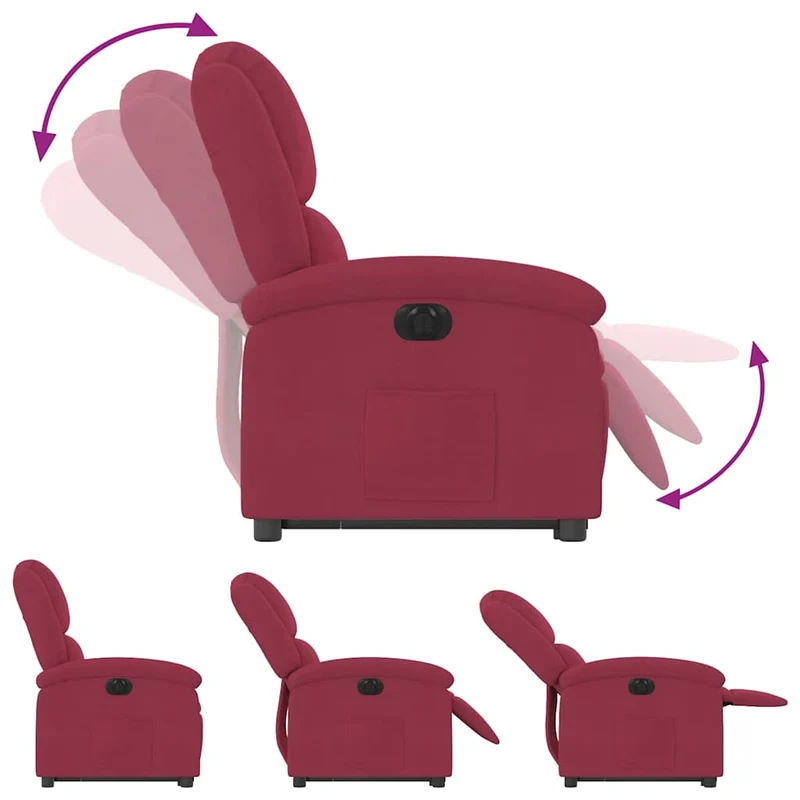 Fauteuil relax TV fonction de levage électrique très confortable en velours rouge bordeaux DEC028551
