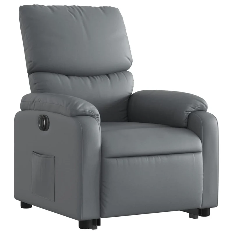 Fauteuil relax TV fonction de levage électrique très confortable en PVC gris DEC028378