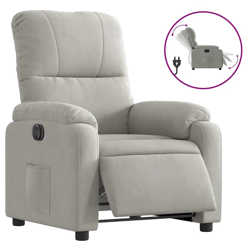 Fauteuil relax TV fonction d'inclinaison électrique très confortable en tissu microfibre gris DEC028329