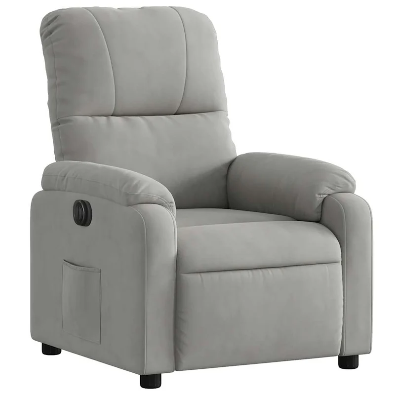 Fauteuil relax TV fonction d'inclinaison électrique très confortable en tissu microfibre gris DEC028329