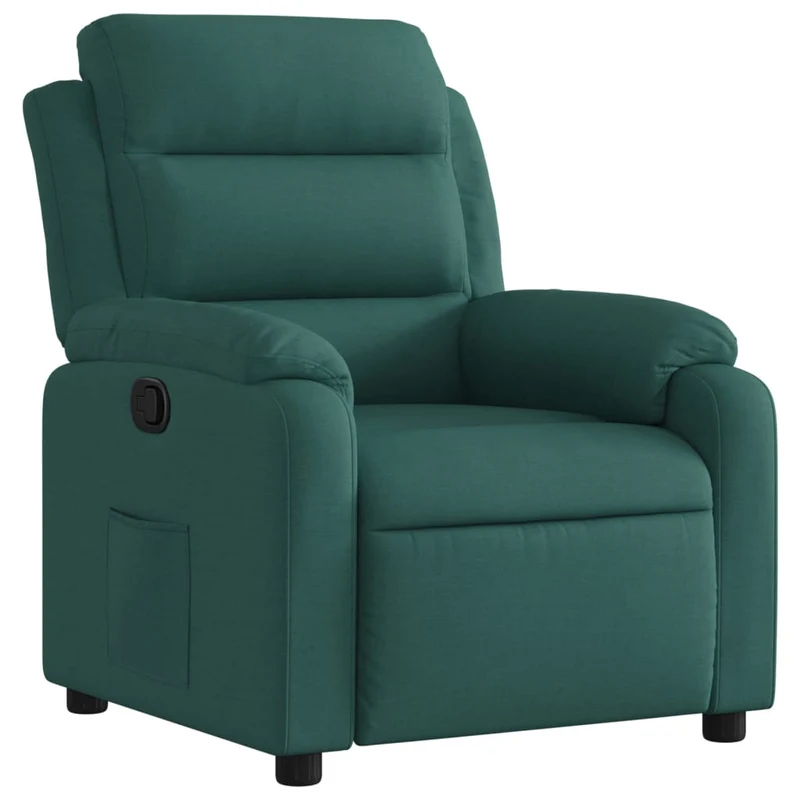 Fauteuil relax TV rembourrage confortable fonction d'inclinaison manuelle en tissu vert foncé DEC028231
