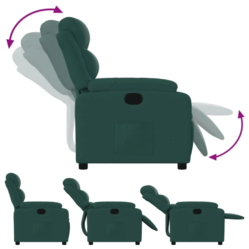 Fauteuil relax TV rembourrage confortable fonction d'inclinaison manuelle en tissu vert foncé DEC028231