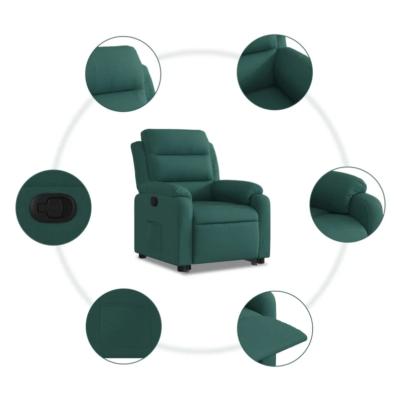 Fauteuil relax TV rembourrage confortable fonction de levage électrique en tissu vert foncé DEC028230