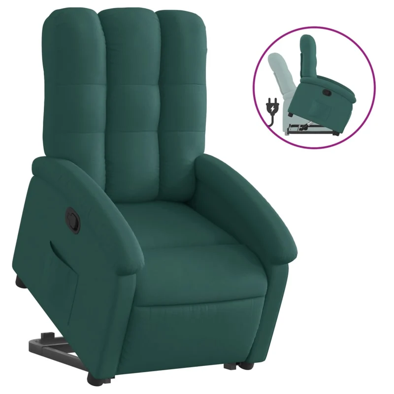 Fauteuil relax TV rembourrage confortable fonction de levage électrique en tissu vert DEC028221
