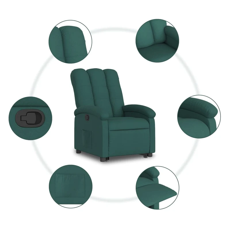 Fauteuil relax TV rembourrage confortable fonction de levage électrique en tissu vert DEC028221