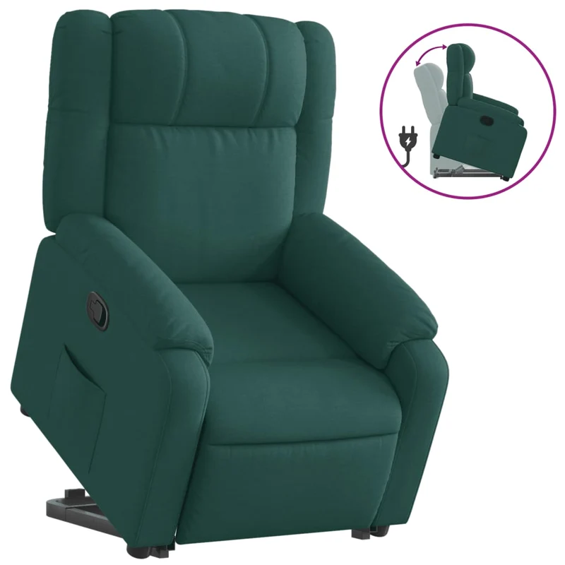 Fauteuil relax TV rembourrage confortable levage électrique en tissu vert foncé DEC028212