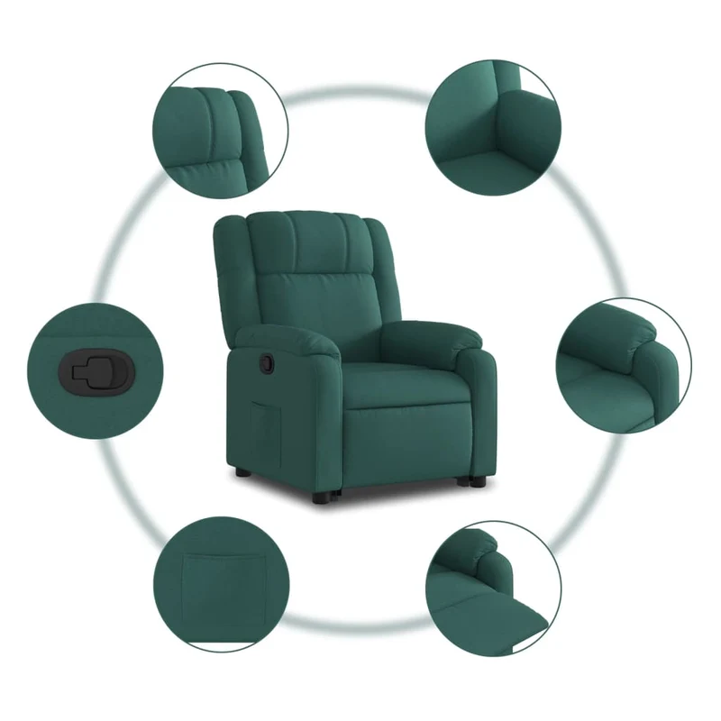 Fauteuil relax TV rembourrage confortable levage électrique en tissu vert foncé DEC028212