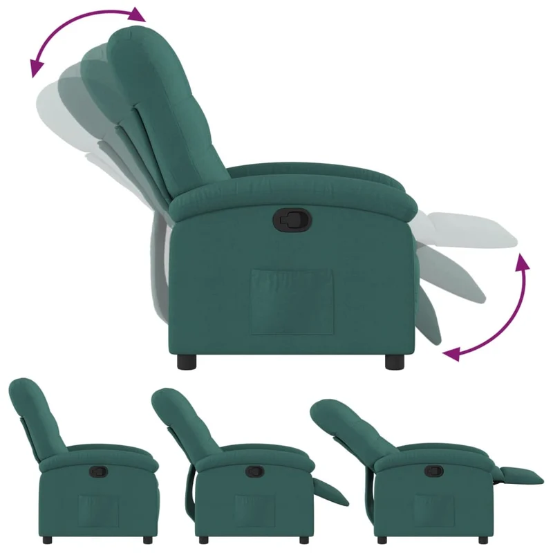 Fauteuil relax TV rembourrage confortable fonction d'inclinaison manuelle en tissu vert foncé DEC028210