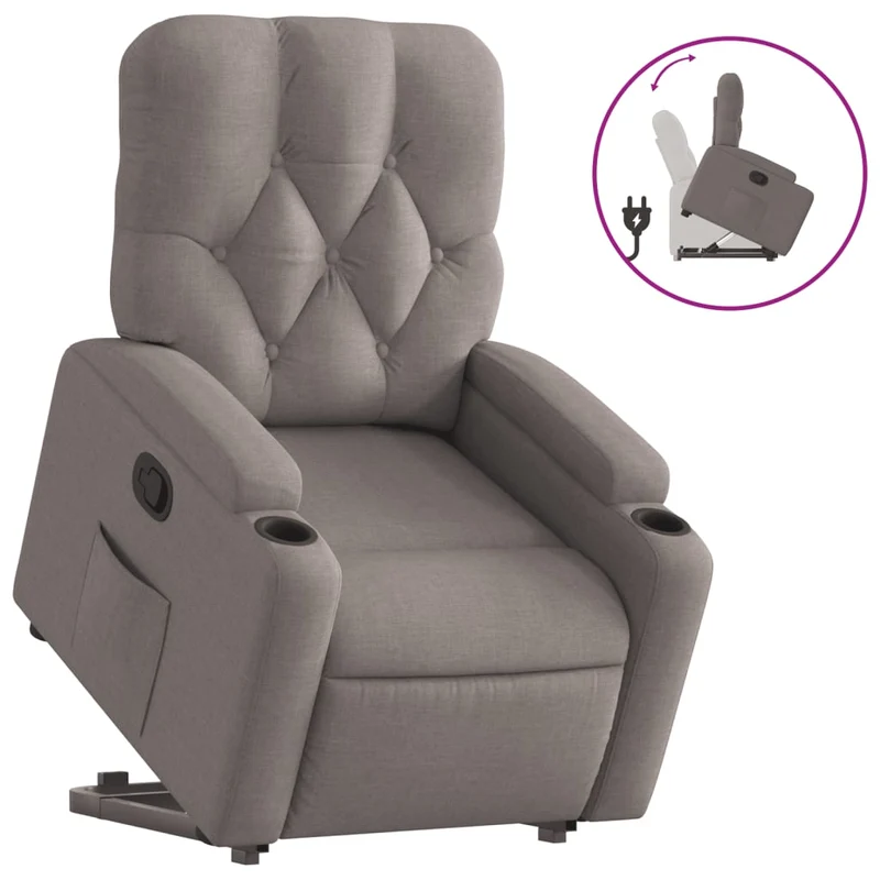 Fauteuil relax TV rembourrage confortable levage électrique en tissu taupe DEC028204