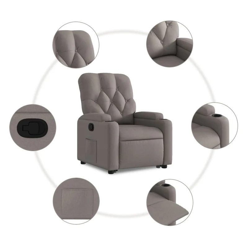 Fauteuil relax TV rembourrage confortable levage électrique en tissu taupe DEC028204