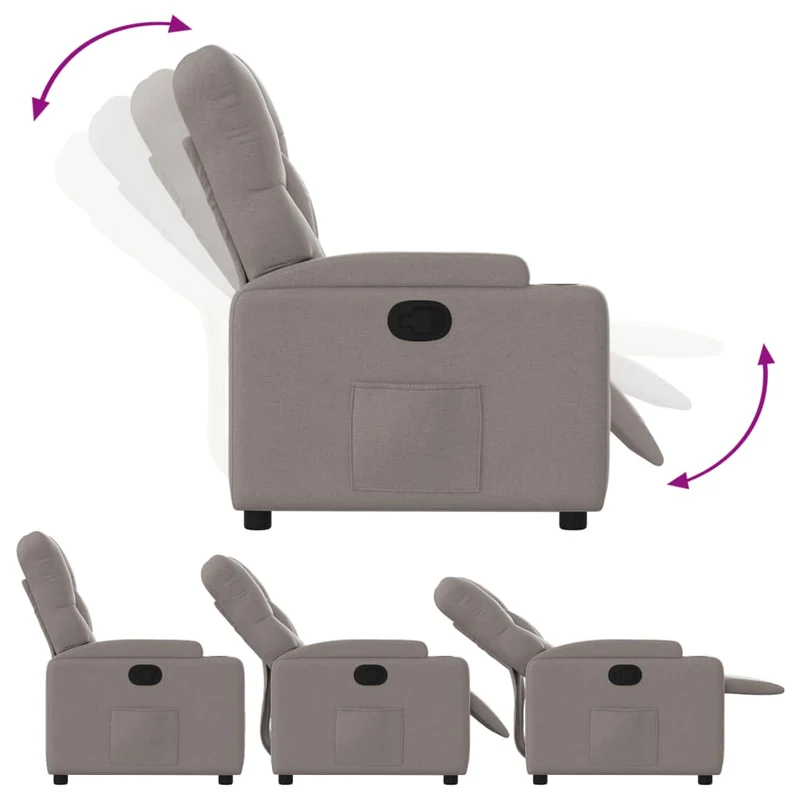 Fauteuil relax TV rembourrage confortable fonction d'inclinaison manuelle en tissu couleur taupe DEC028198