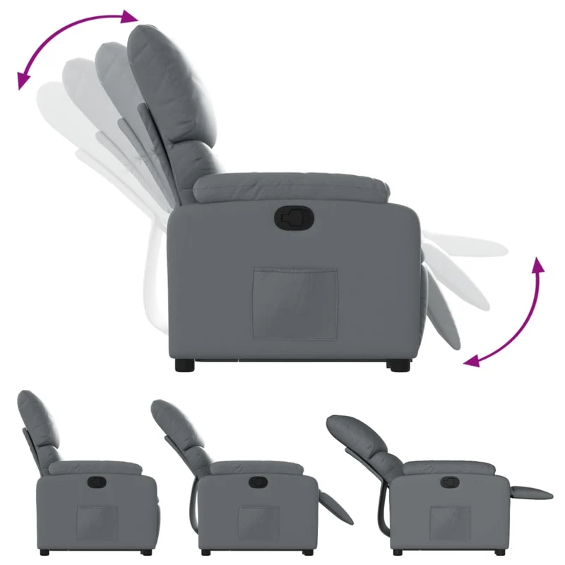Fauteuil relax TV rembourrage confortable fonction de levage électrique en PVC gris DEC027981