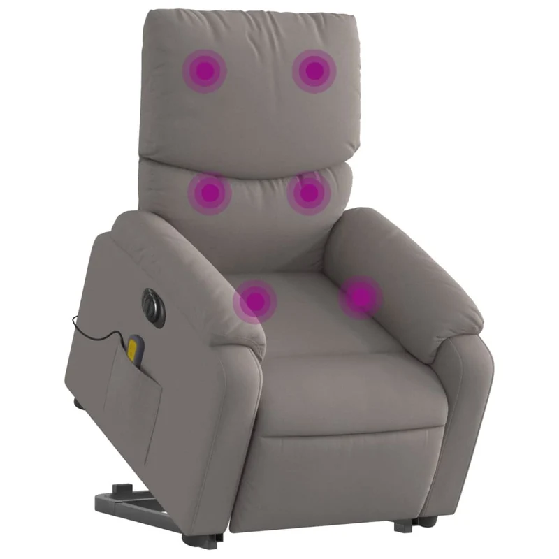 Fauteuil de relaxation fonction massage et inclinable levage électrique en tissu taupe DEC027866