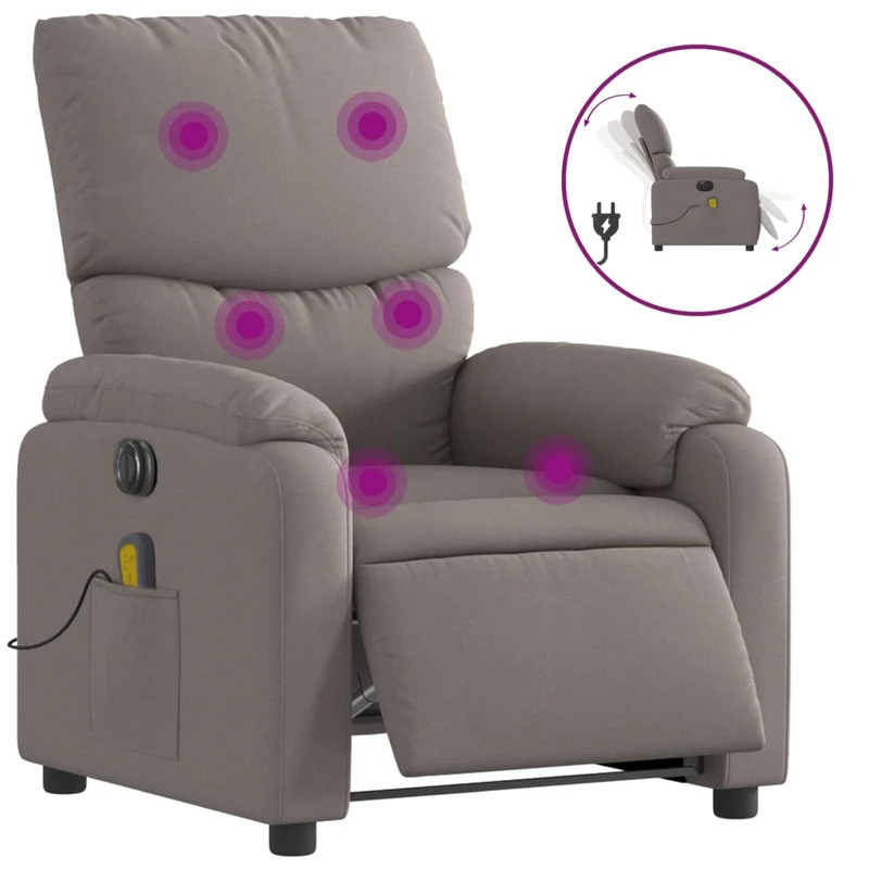 Fauteuil de relaxation TV fonction d'inclinaison électrique en tissu taupe DEC027274