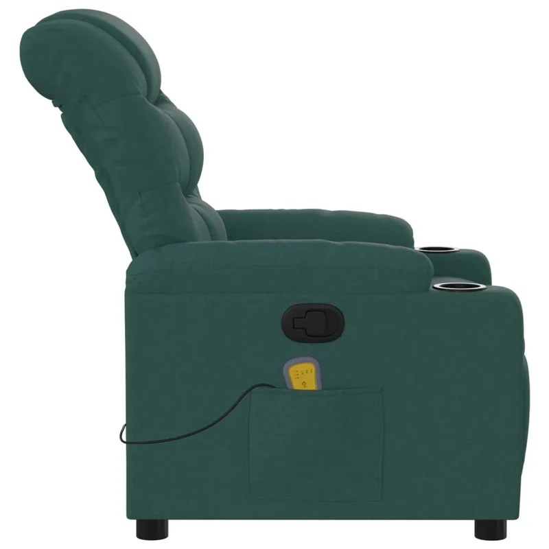 Fauteuil de relaxation TV fonction massage inclinable en tissu vert foncé DEC027128