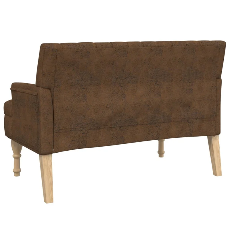 Banquette banc avec coussins dossier et accoudoirs 113 x 64,5 x 75,5 cm en PVC aspect daim marron DEC024631