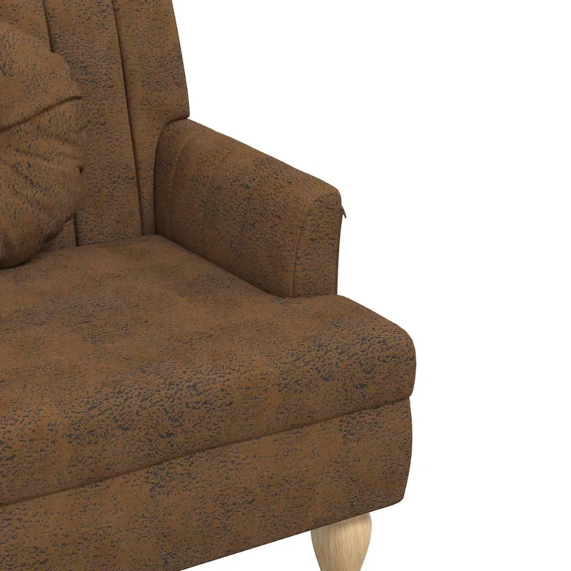 Banquette banc avec coussins dossier et accoudoirs 113 x 64,5 x 75,5 cm en PVC aspect daim marron DEC024631