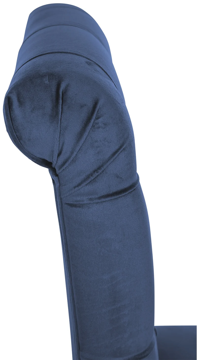 Chaise de salle à manger x1 dossier capitonné en velours bleu pieds en bois marron 10_0002048