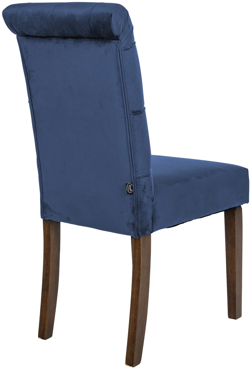 Lot de 2 chaises de salle à manger design classique bouton décoratif assise en tissu bleu 10_0001615