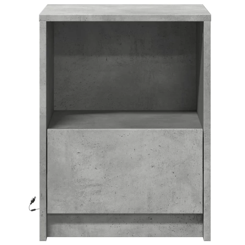 Lot de 2 tables de chevet avec tiroir et LED 38 x 34 x 50 cm en bois d'ingénierie couleur gris béton DEC032854
