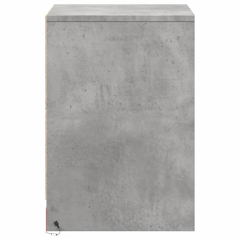 Lot de 2 tables de chevet avec tiroir et LED 38 x 34 x 50 cm en bois d'ingénierie couleur gris béton DEC032854