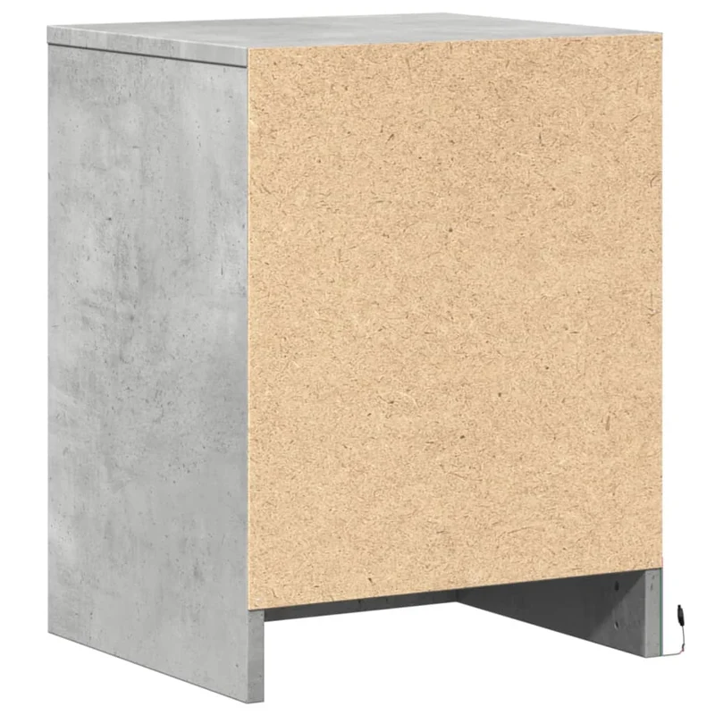 Lot de 2 tables de chevet avec tiroir et LED 38 x 34 x 50 cm en bois d'ingénierie couleur gris béton DEC032854