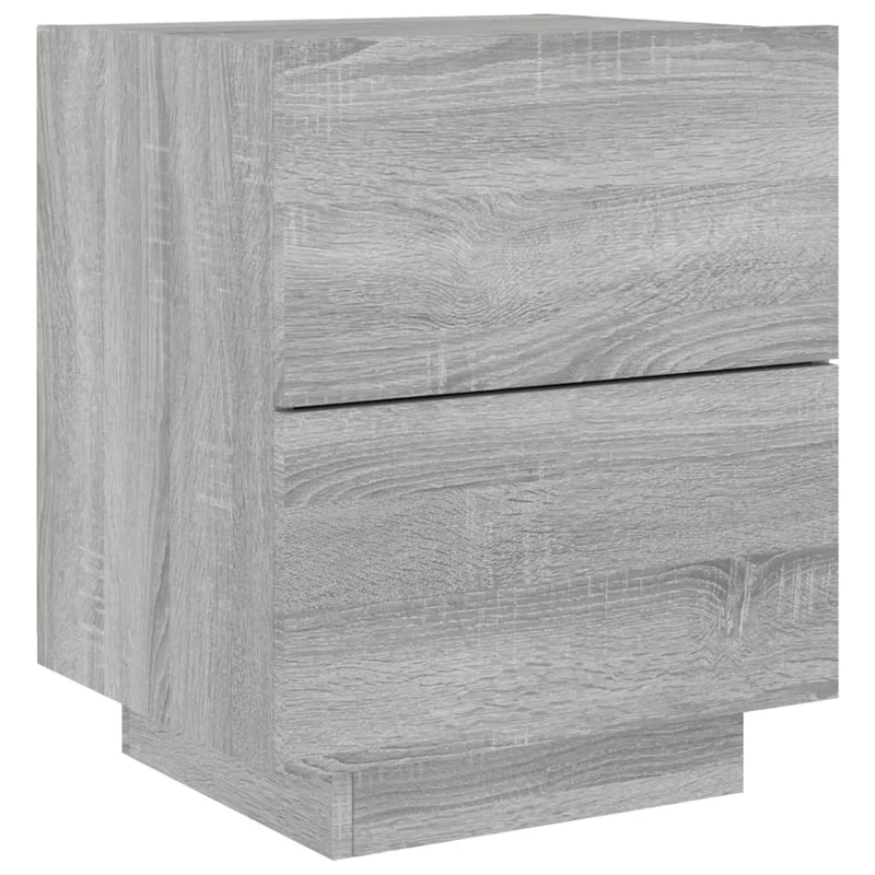 Table de chevet avec tiroir et LED 45 x 40 x 55 cm en bois d'ingénierie gris DEC032806
