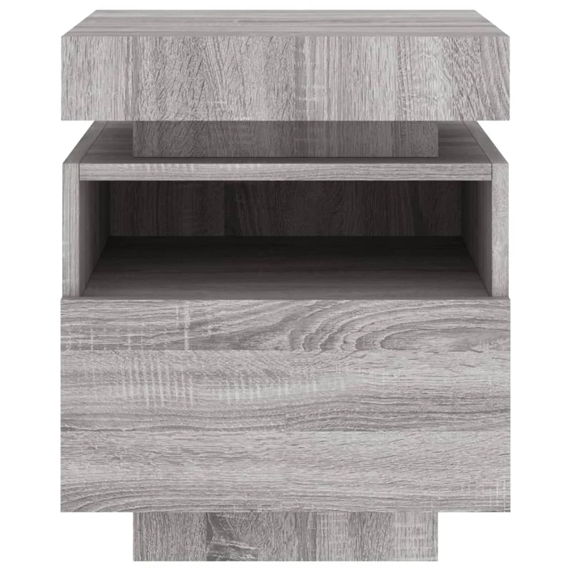 Table de chevet avec tiroir et LED 40 x 39 x 48,5 cm en bois d'ingénierie gris DEC032787