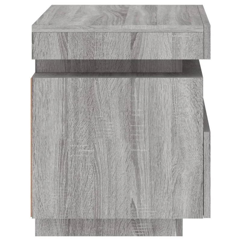 Table de chevet avec tiroir et LED 40 x 39 x 48,5 cm en bois d'ingénierie gris DEC032787