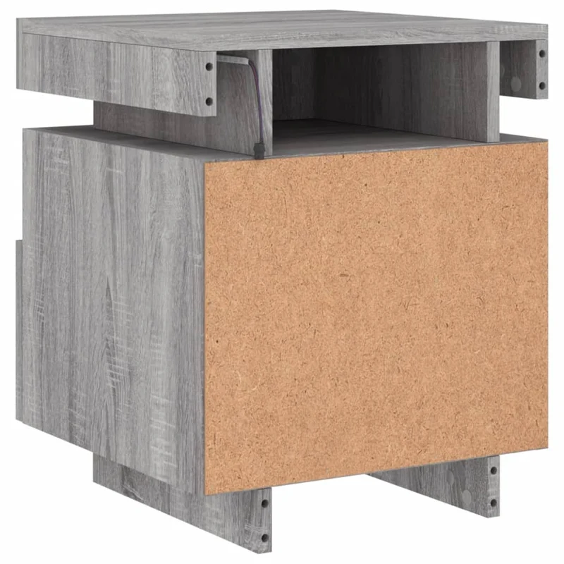 Table de chevet avec tiroir et LED 40 x 39 x 48,5 cm en bois d'ingénierie gris DEC032787