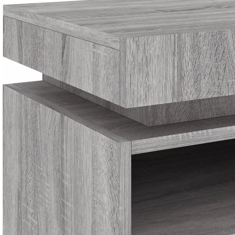 Table de chevet avec tiroir et LED 40 x 39 x 48,5 cm en bois d'ingénierie gris DEC032787