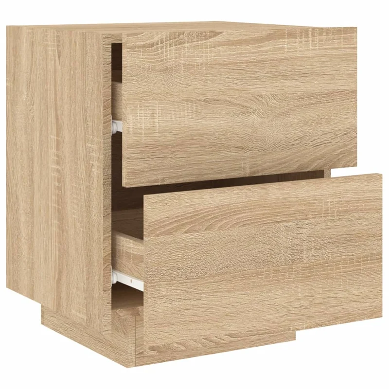 Table de chevet avec tiroirs et LED 45 x 40 x 55 cm en bois d'ingénierie couleur chêne DEC032772