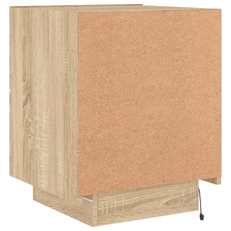 Table de chevet avec tiroirs et LED 45 x 40 x 55 cm en bois d'ingénierie couleur chêne DEC032772