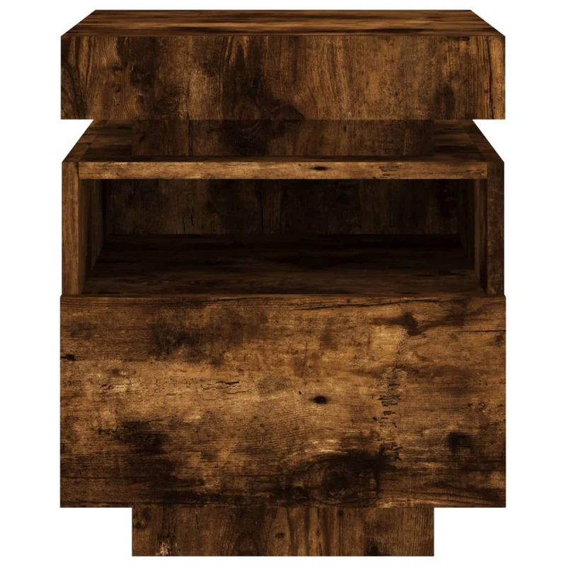 Table de chevet avec tiroir et LED 40 x 39 x 48,5 cm en bois d'ingénierie marron DEC032770