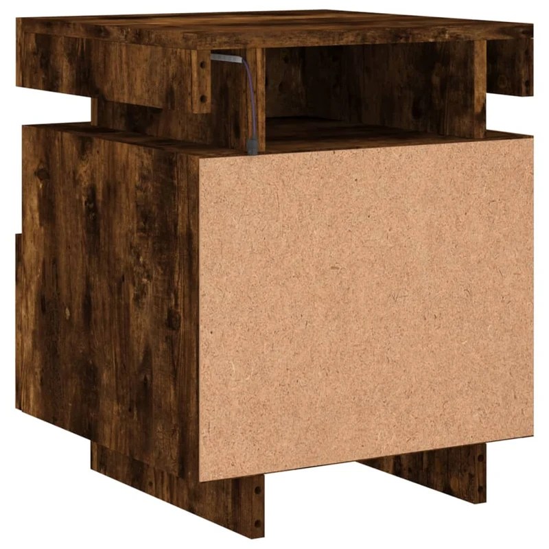 Table de chevet avec tiroir et LED 40 x 39 x 48,5 cm en bois d'ingénierie marron DEC032770