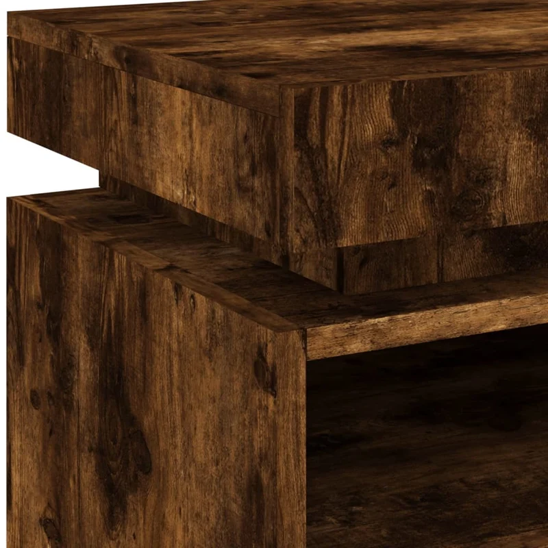 Table de chevet avec tiroir et LED 40 x 39 x 48,5 cm en bois d'ingénierie marron DEC032770