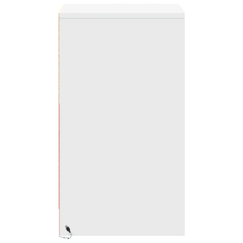 Table de chevet avec tiroir et LED 38 x 34 x 61 cm en bois d'ingénierie blanc DEC032769